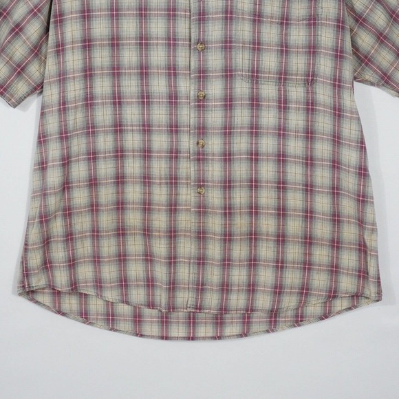 Vintage Woolrich Mens Plaid Button Up Size Large Short Sleeve Red Green - Picture 4 of 12